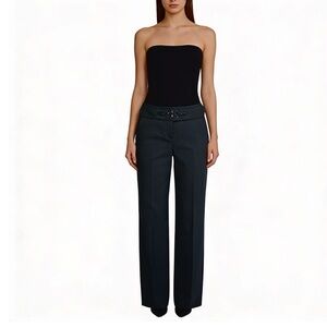 ROBERT RODRIGUEZ Black Embellished Wide Leg Trousers Size 12 NEW